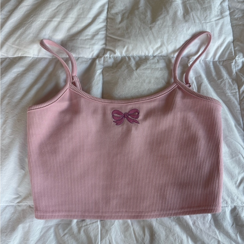 Le Lis Pink Tank Top with Bow Detail